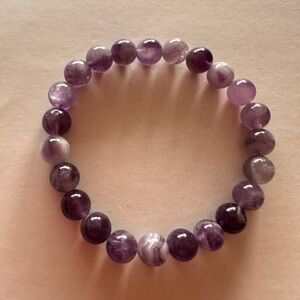 Amethyst Beaded Stretch Bracelet New